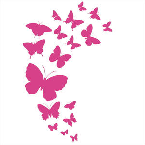 Bügelbild Schmetterlinge Schwarm pink NEON