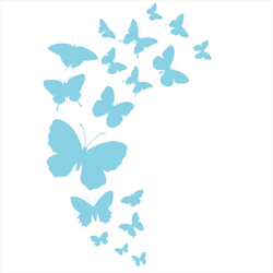 Bügelbild Schmetterlinge Schwarm hellblau