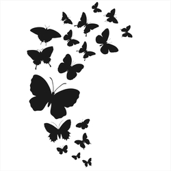 Bügelbild Schmetterlinge Schwarm schwarz