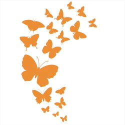 Bügelbild Schmetterlinge Schwarm orange NEON