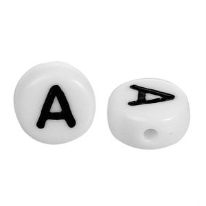 Buchstabenperlen Buchstabe A - 7 mm rund (weiß)  10 St.