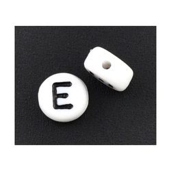Buchstabenperlen Buchstabe E - 7 mm rund (weiß)  10 St.