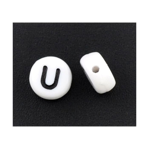 Buchstabenperlen Buchstabe U - 7 mm rund (weiß)  10 St.