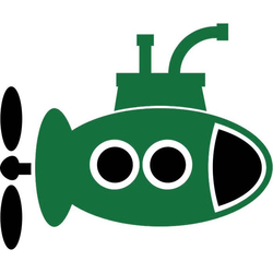 Bügelbild Uboot grün - zweifarbig