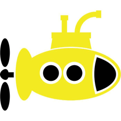 Bügelbild Uboot gelb - zweifarbig