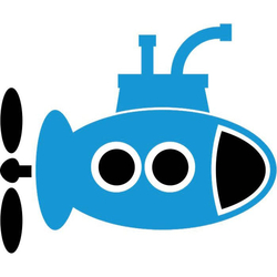 Bügelbild Uboot blau - zweifarbig