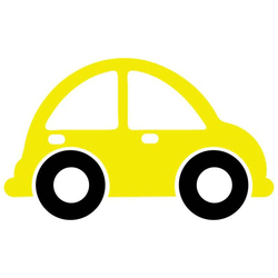 Bügelbild Auto Käfer gelb NEON - zweifarbig